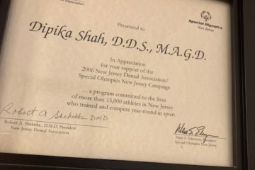 Special Olympics New Jersey support certificate of Dipika Shah