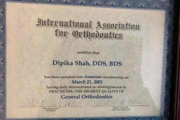 General Orthodontics certificate of Dipika Shah