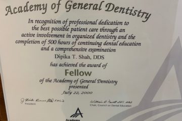 Dental education and comprehensive examination certificate of Dipika Shah